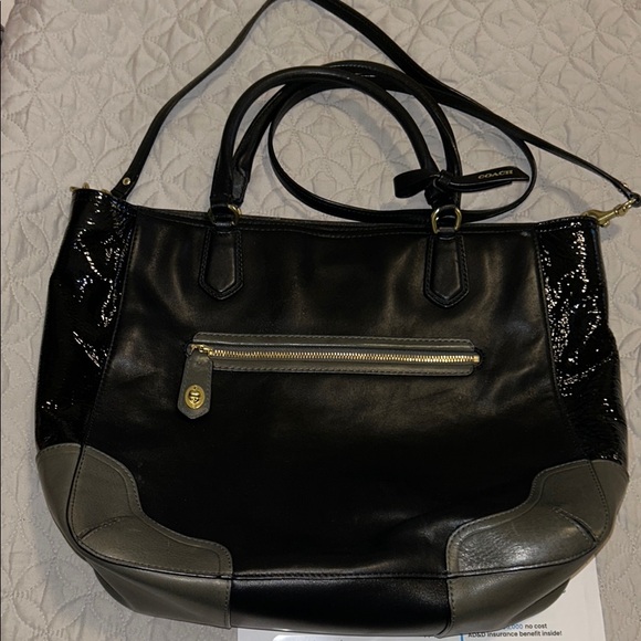 Coach Black and Gray Leather Tote - Picture 1 of 16